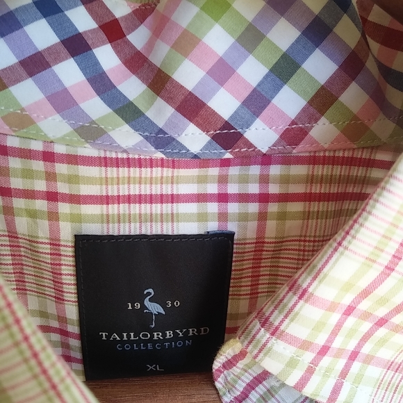 TailorByrd XL Fuchsia Lime Plaid Mens Shirt - Picture 7 of 7